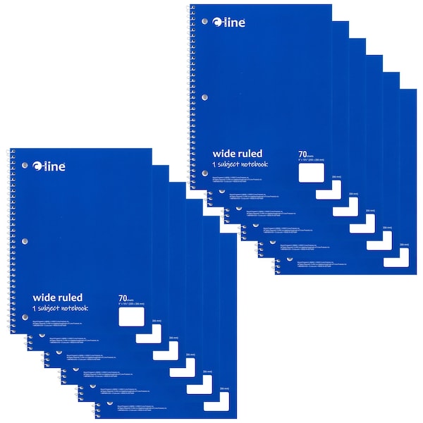C-Line Products One-Subject Notebook, 70 Page, Wide Ruled, Blue, 12PK 22038 - main